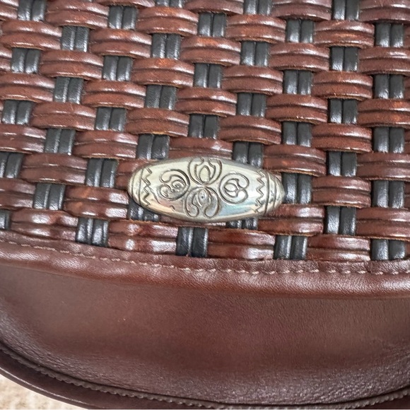 Vtg Brighton Weaved Brown Leather Crossbody Shoulder Purse Quiet Luxury Classic - Picture 8 of 14